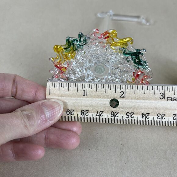 Vintage Mini Spun Blown Glass Bird In Cage Overhang w/Stand 6” Art Decor Display - Picture 12 of 12